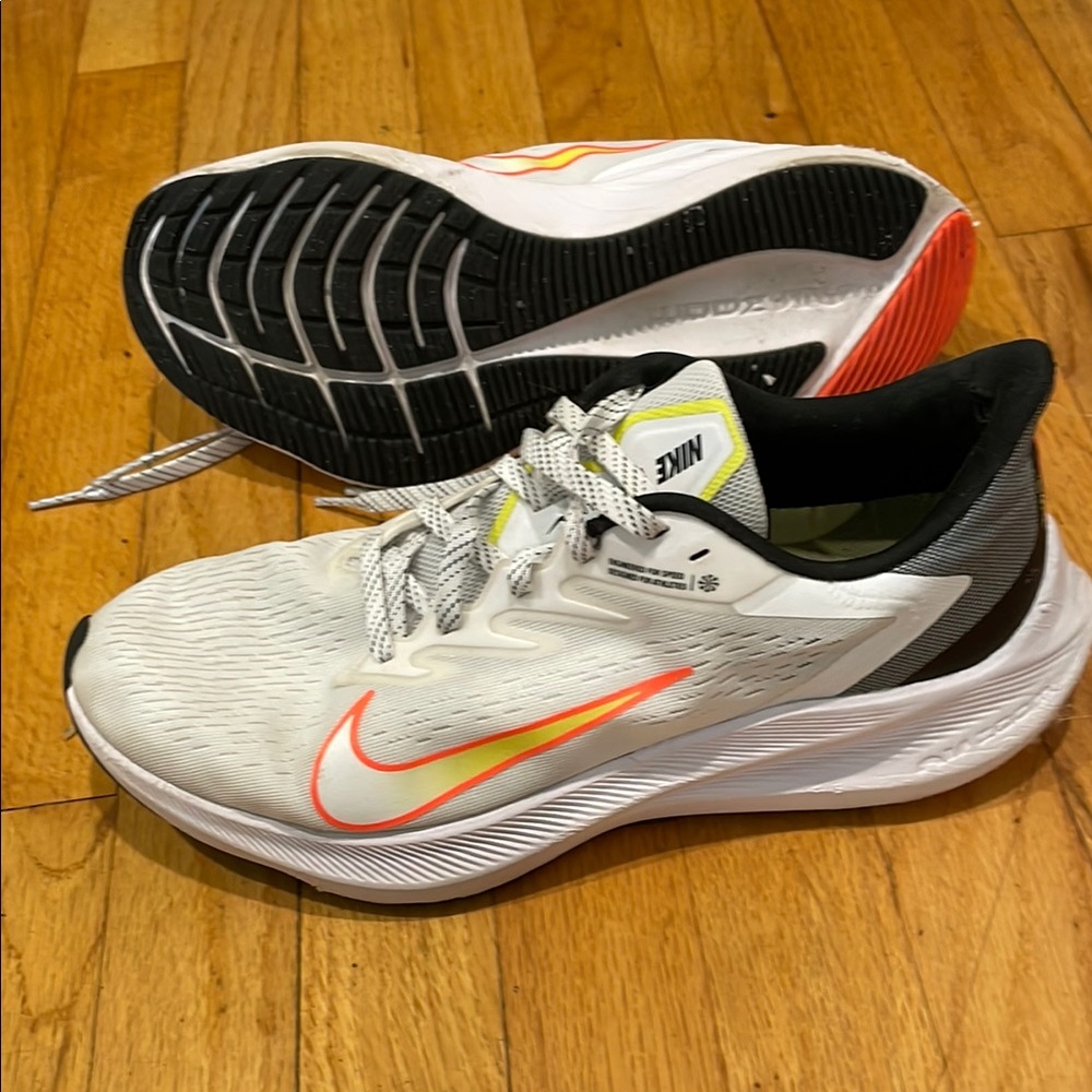 Nike Air Zoom White and Neon Orange Running Shoes